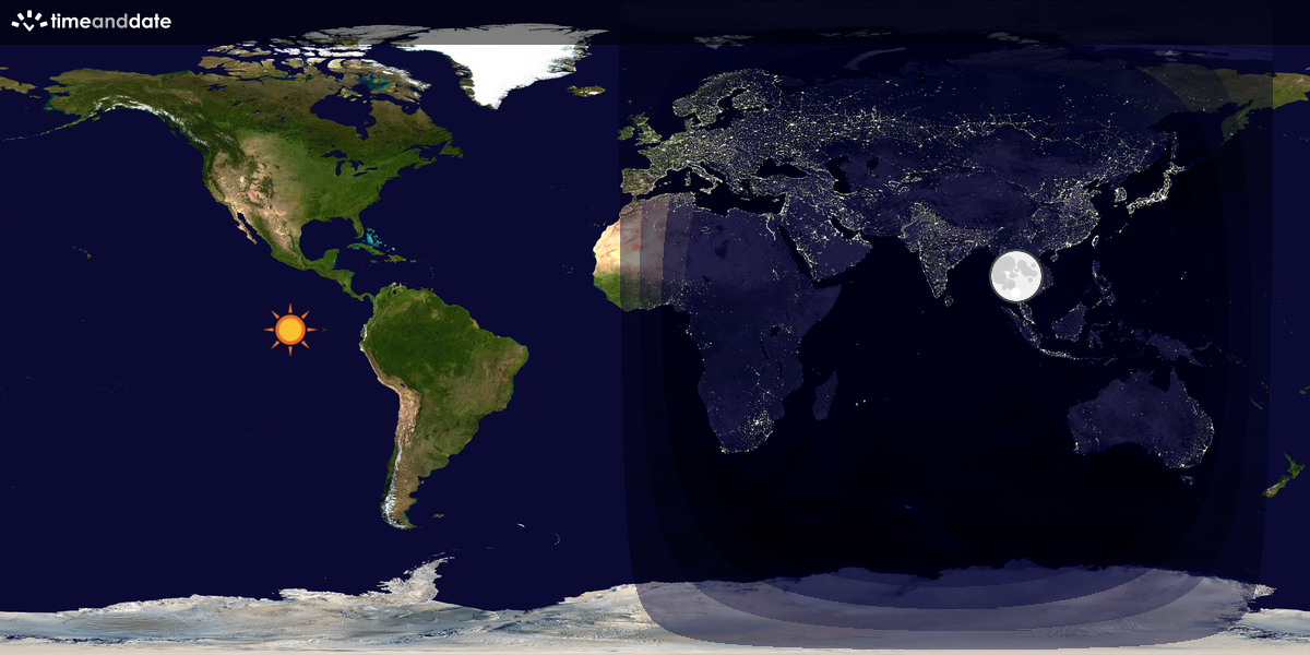 Verdenskart som viser dag og natt 