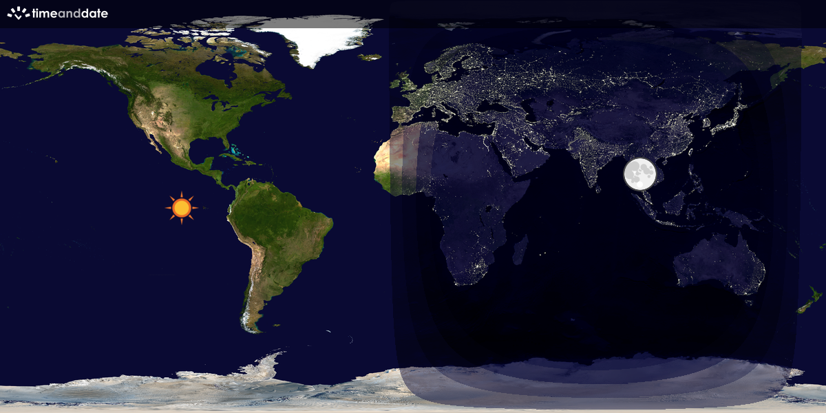 Verdenskart som viser dag og natt 