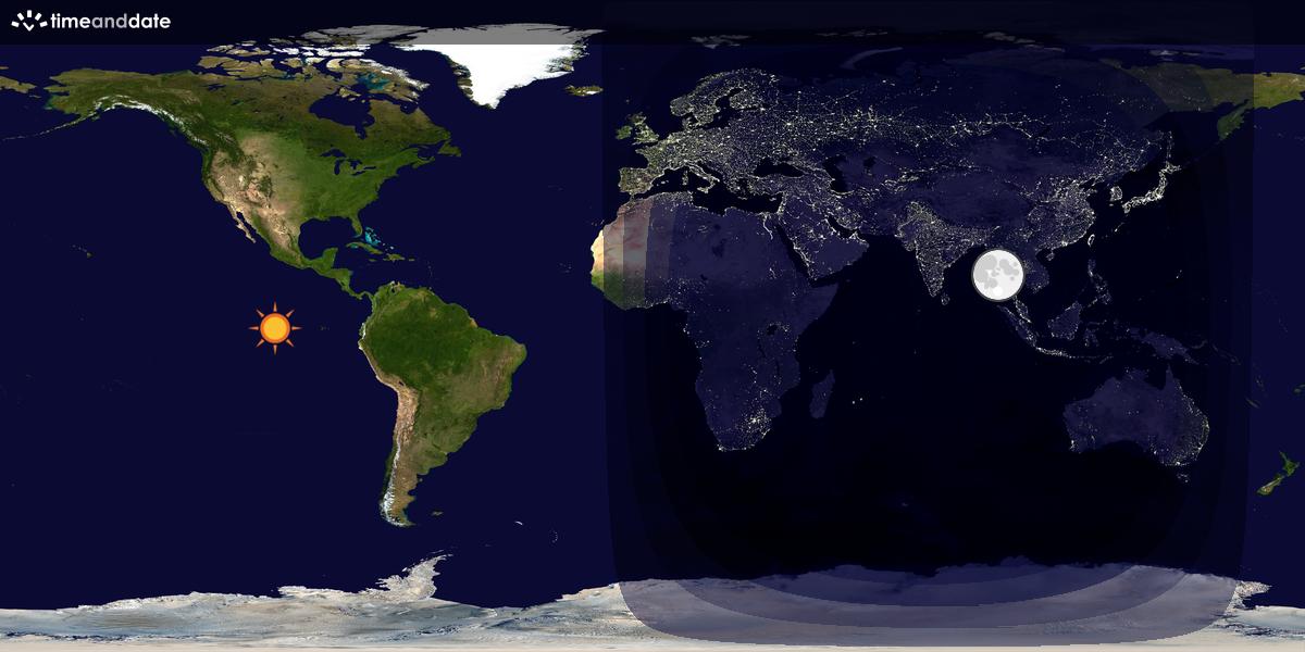Verdenskart som viser dag og natt 