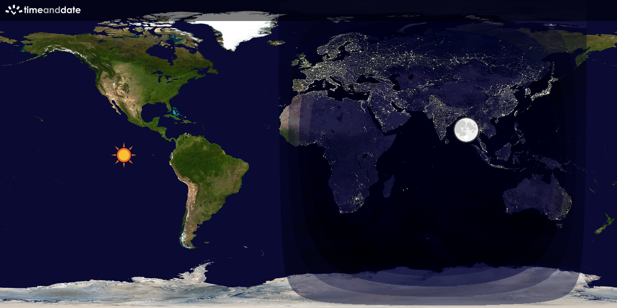 Verdenskart som viser dag og natt 