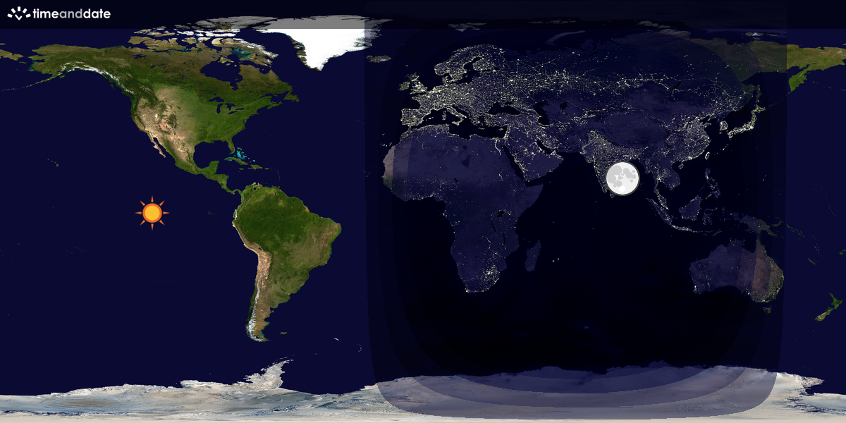 Verdenskart som viser dag og natt 
