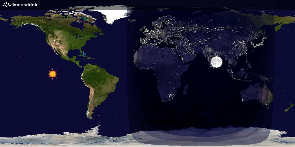 Verdenskart som viser dag og natt 