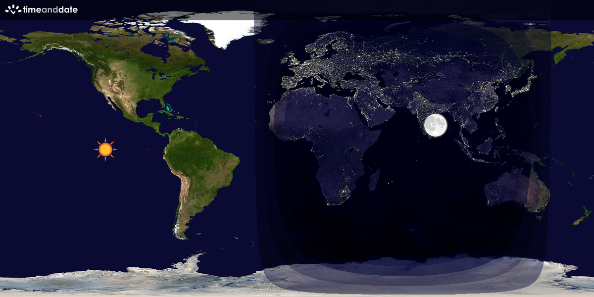 Verdenskart som viser dag og natt 