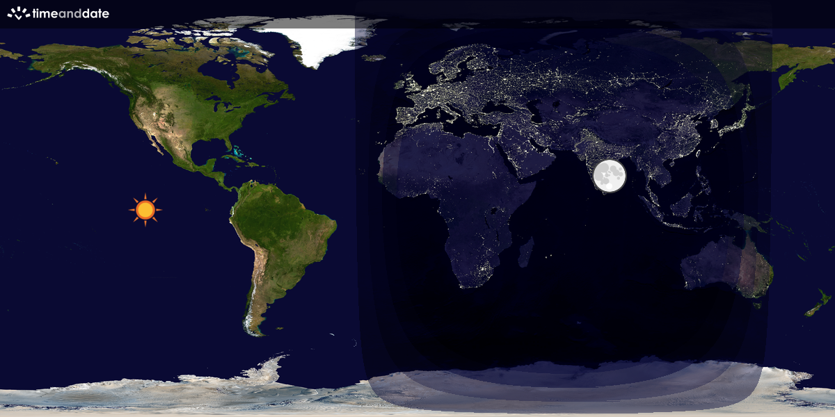 Verdenskart som viser dag og natt 