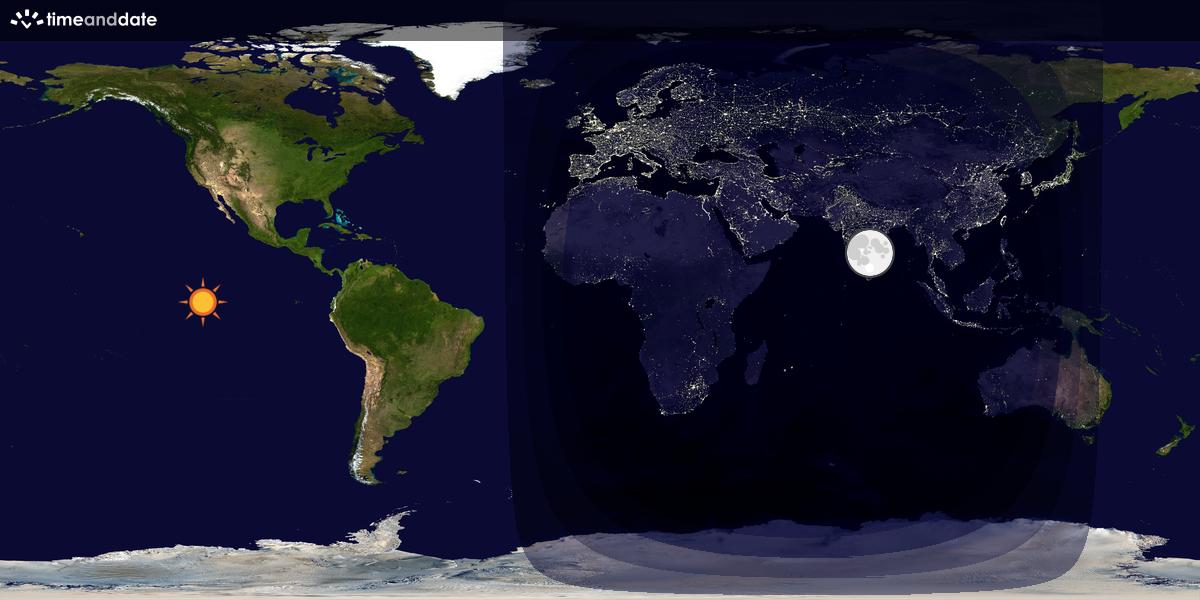 Verdenskart som viser dag og natt 
