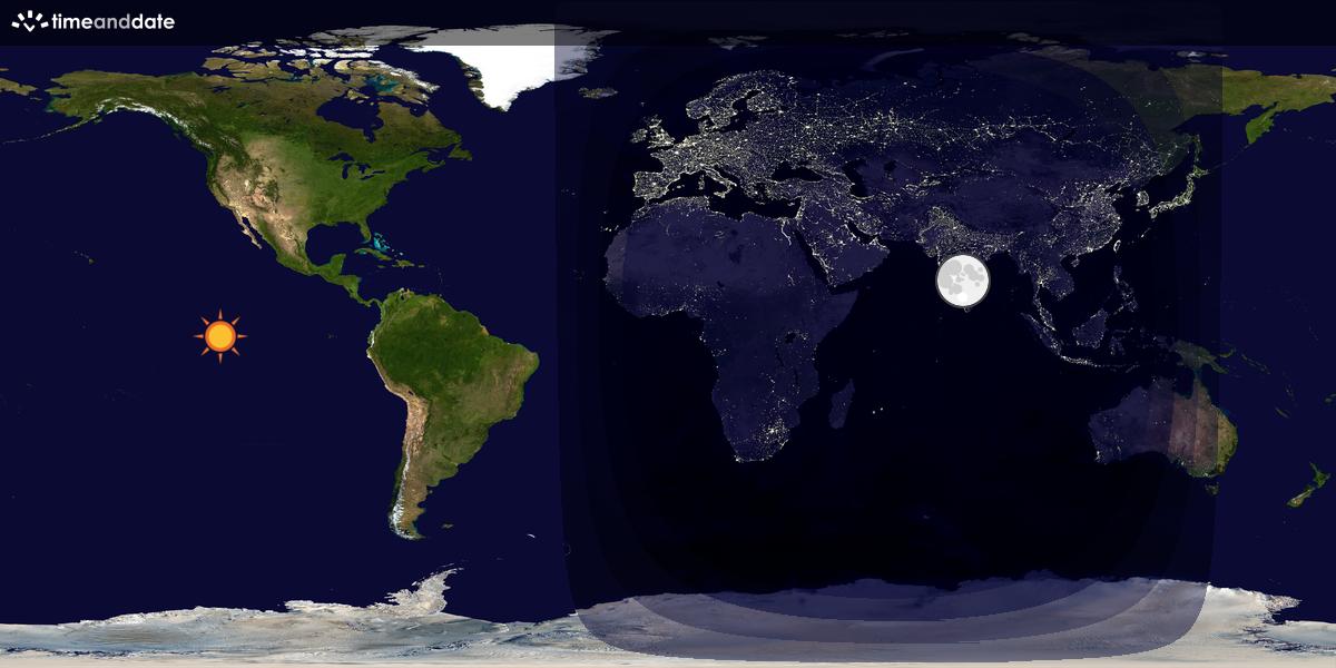 Verdenskart som viser dag og natt 
