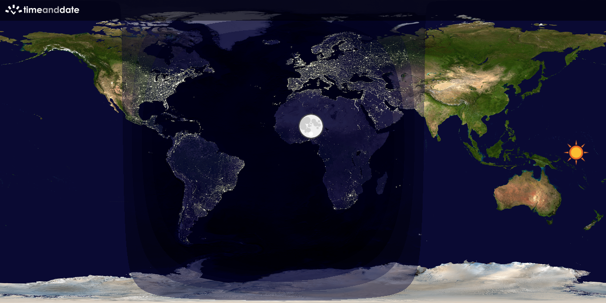 Verdenskart som viser dag og natt 