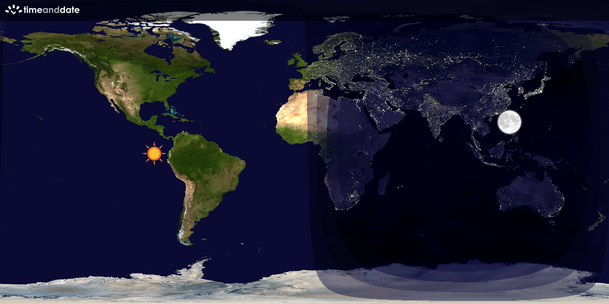 Verdenskart som viser dag og natt 