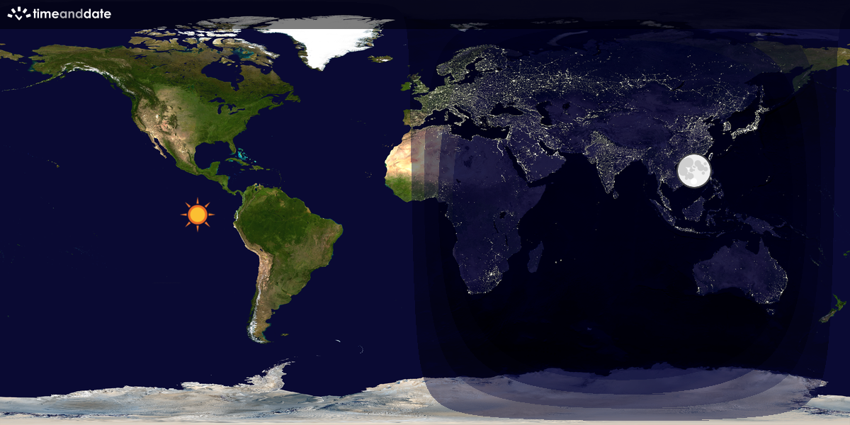Verdenskart som viser dag og natt 