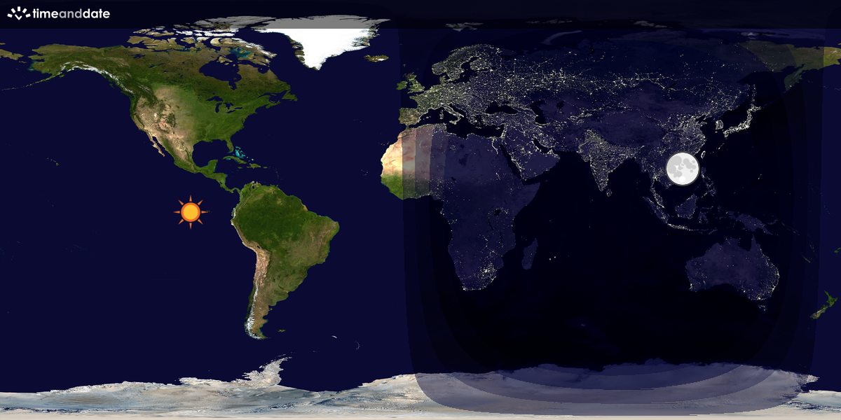 Verdenskart som viser dag og natt 