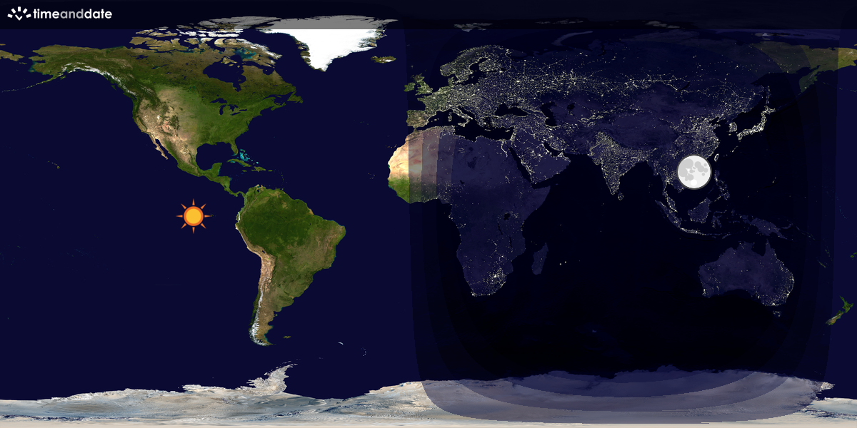 Verdenskart som viser dag og natt 