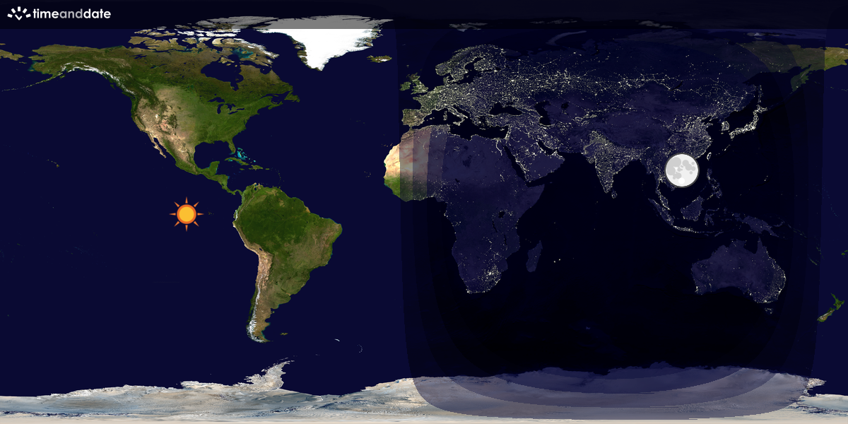 Verdenskart som viser dag og natt 