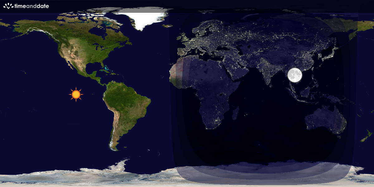 Verdenskart som viser dag og natt 
