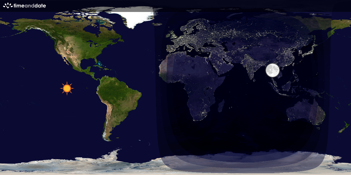 Verdenskart som viser dag og natt 