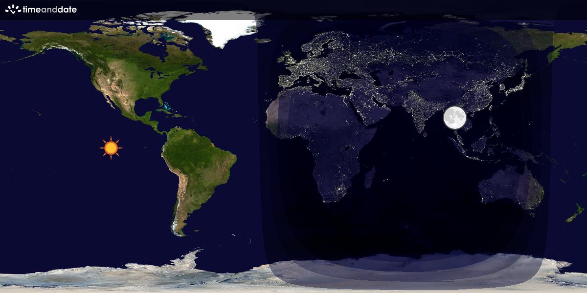 Verdenskart som viser dag og natt 