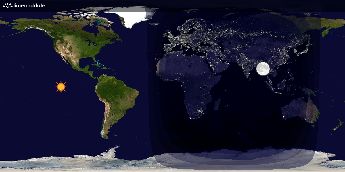 Verdenskart som viser dag og natt 