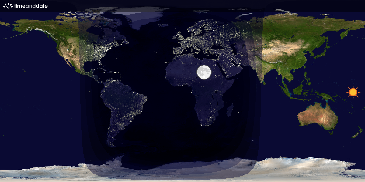 Verdenskart som viser dag og natt 