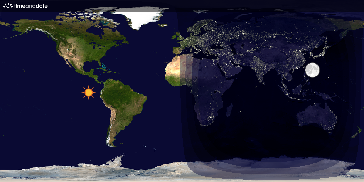 Verdenskart som viser dag og natt 
