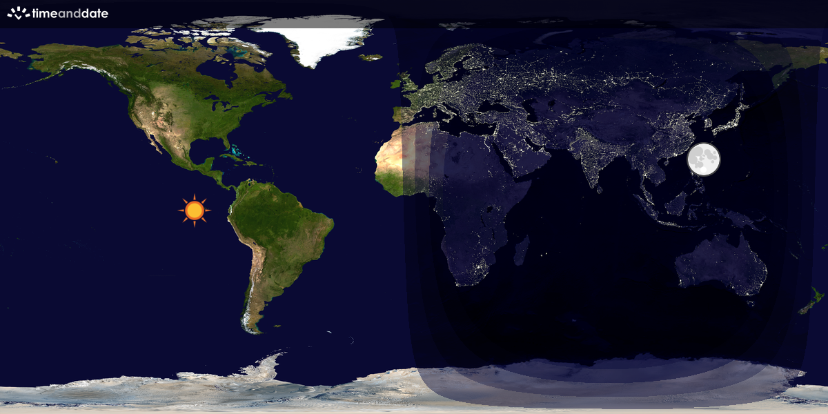 Verdenskart som viser dag og natt 