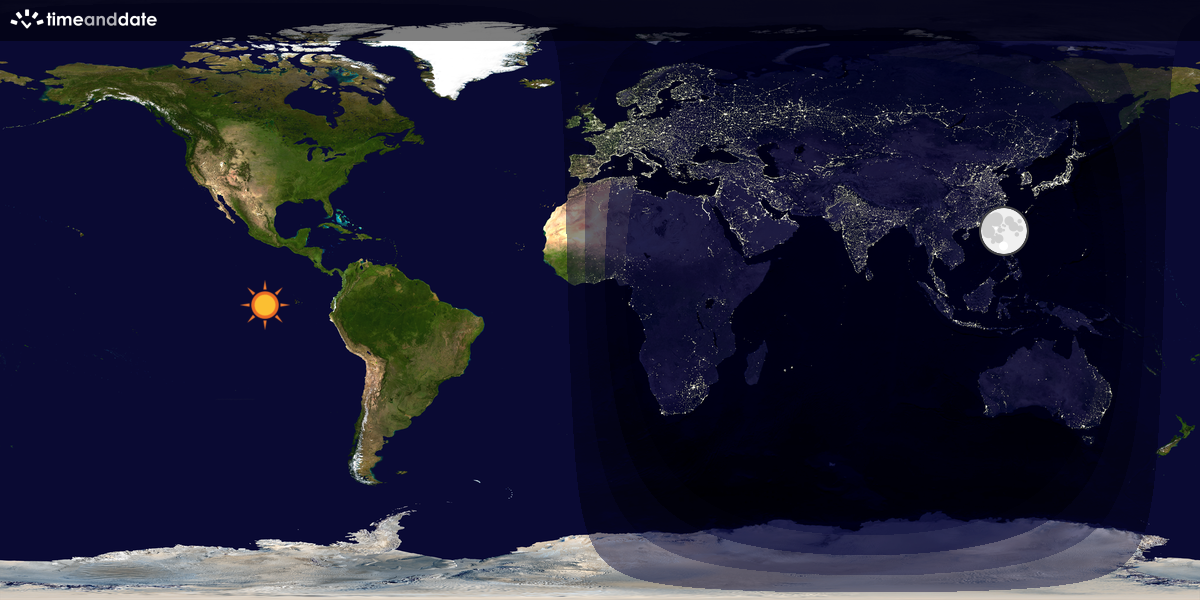 Verdenskart som viser dag og natt 