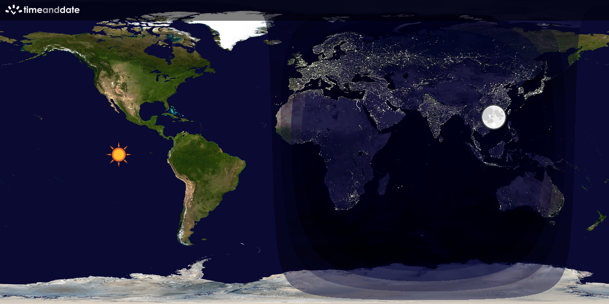 Verdenskart som viser dag og natt 