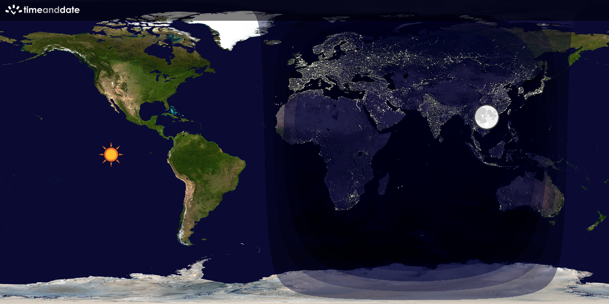 Verdenskart som viser dag og natt 