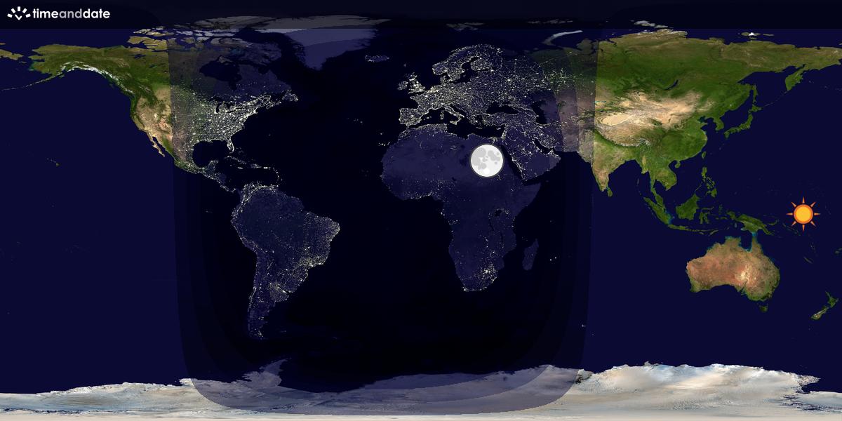 Verdenskart som viser dag og natt 