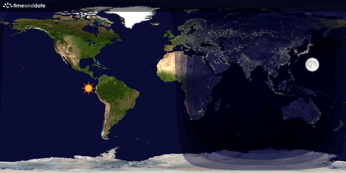 Verdenskart som viser dag og natt 