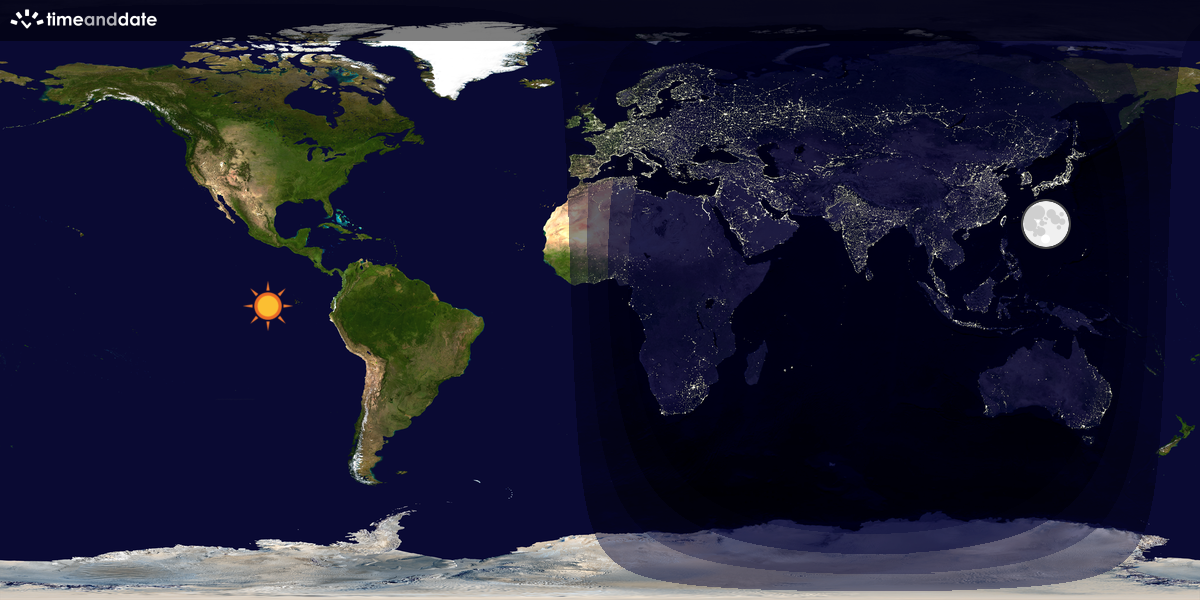 Verdenskart som viser dag og natt 