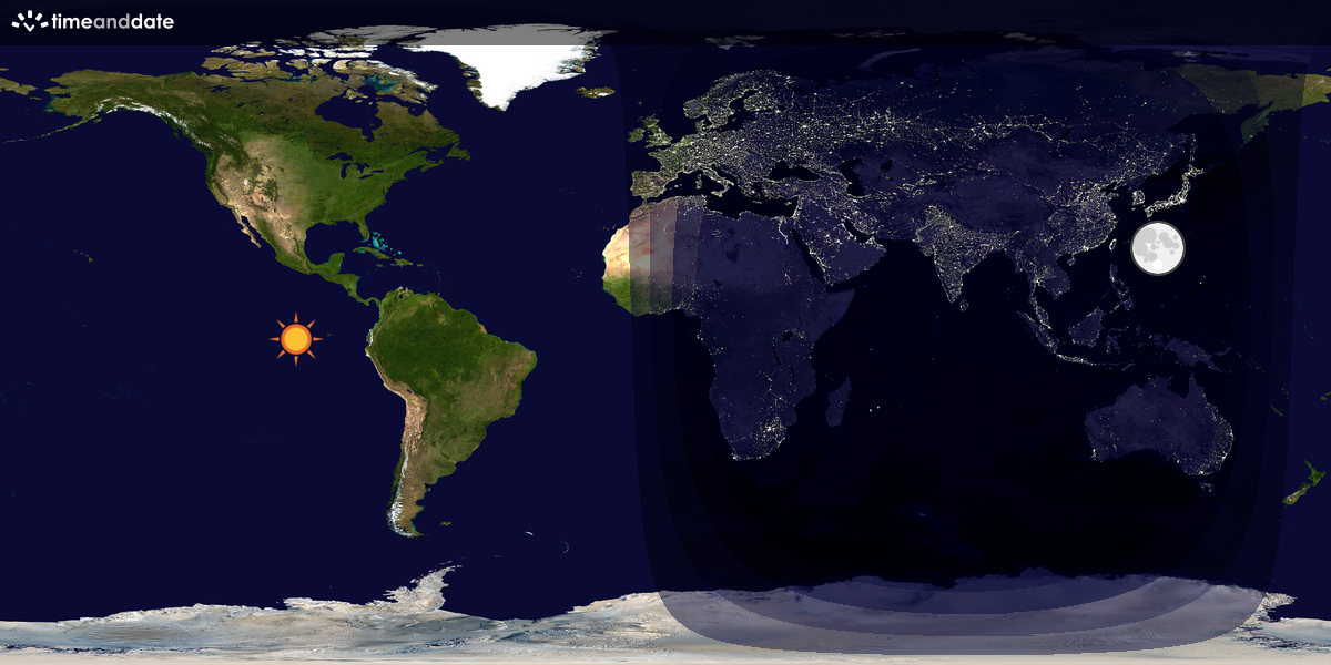 Verdenskart som viser dag og natt 