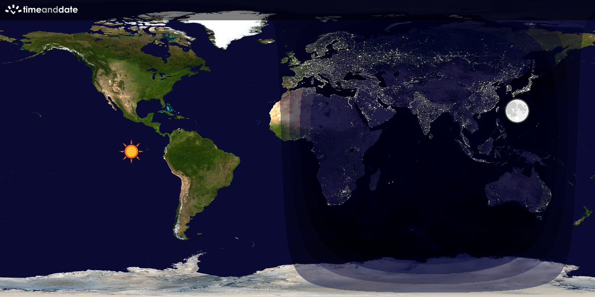 Verdenskart som viser dag og natt 