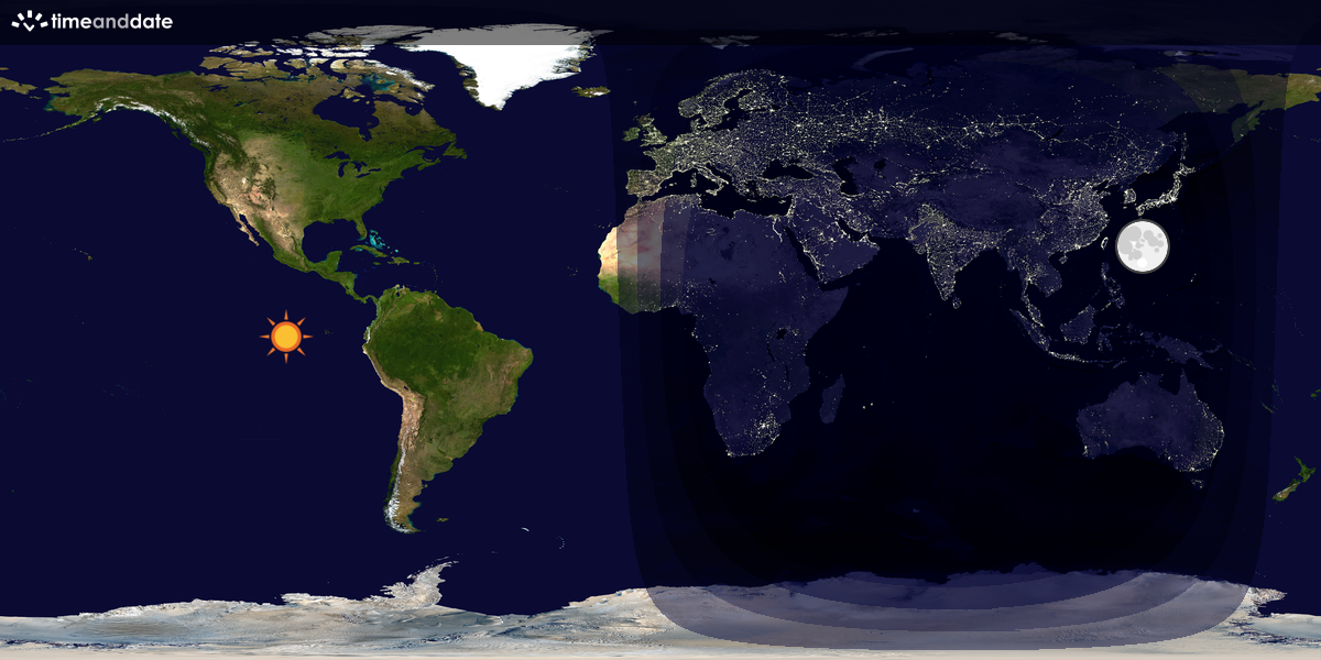 Verdenskart som viser dag og natt 