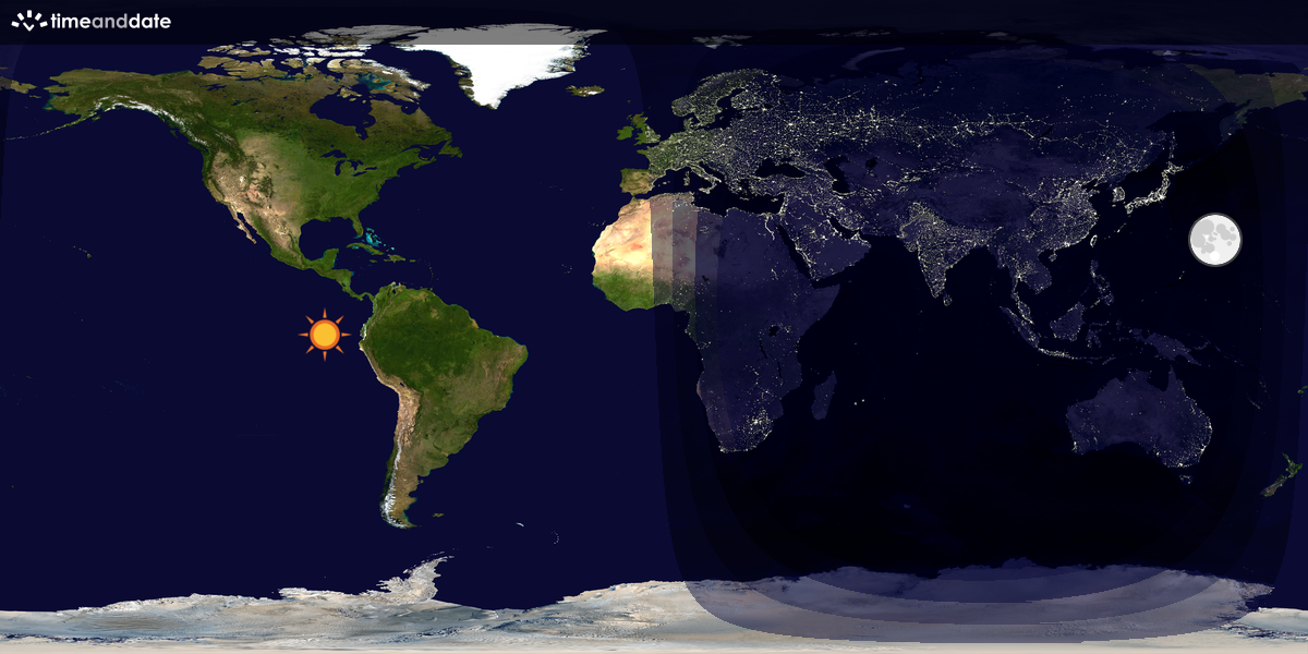 Verdenskart som viser dag og natt 