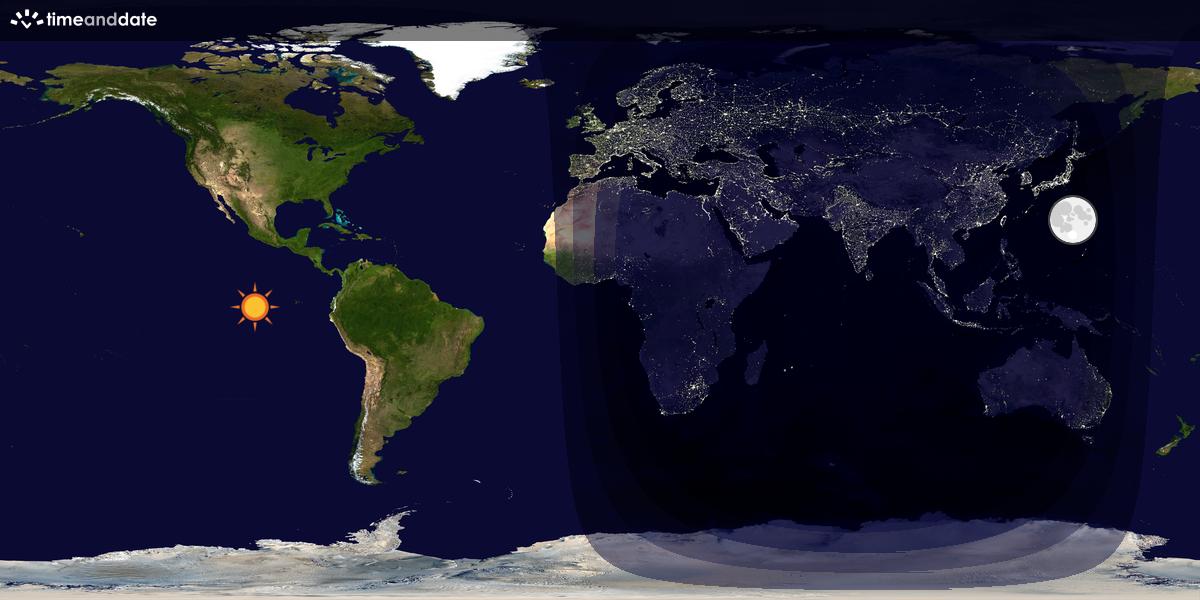 Verdenskart som viser dag og natt 