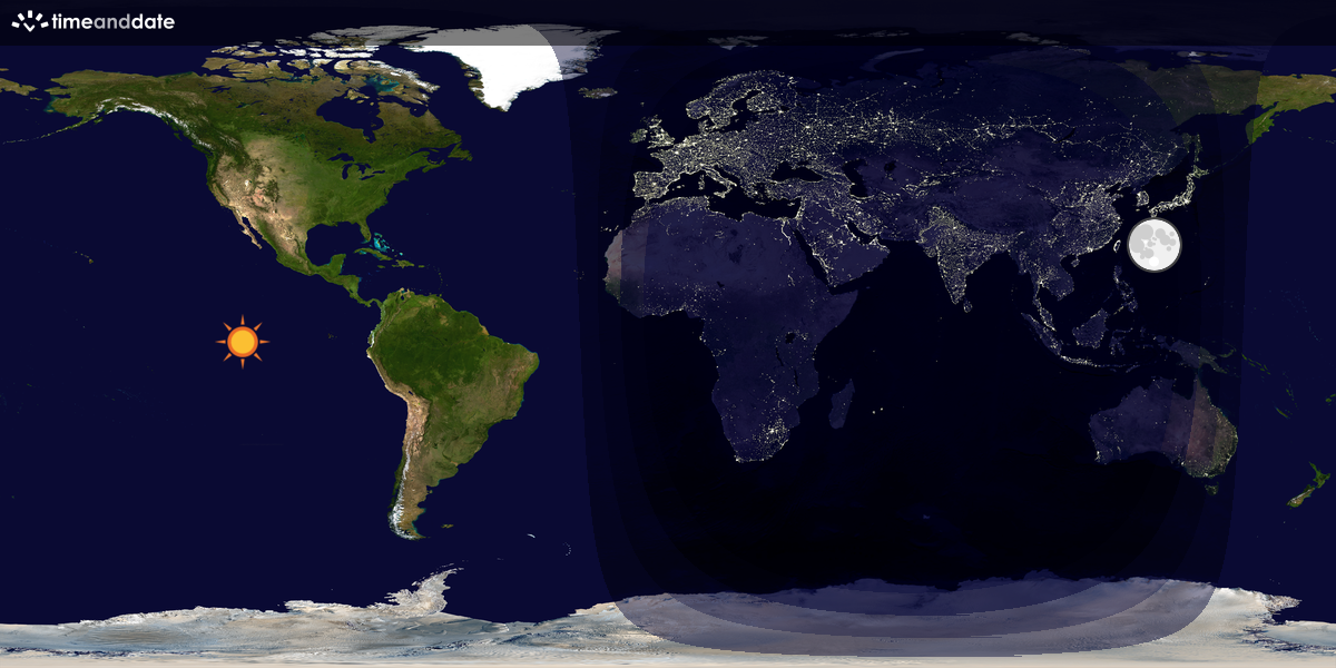 Verdenskart som viser dag og natt 