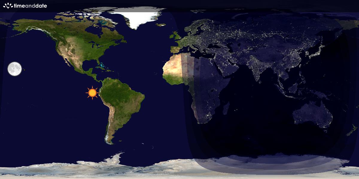 Verdenskart som viser dag og natt 