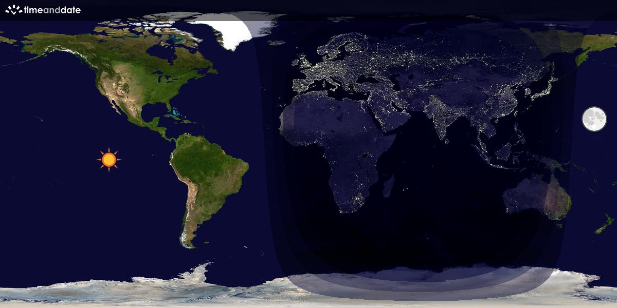 Verdenskart som viser dag og natt 