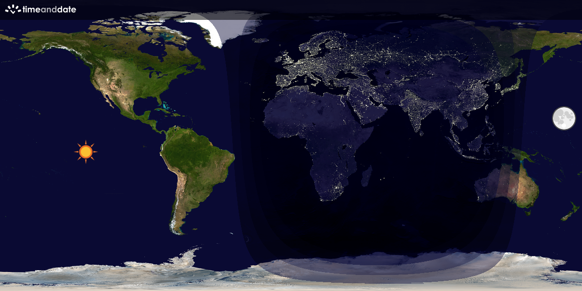 Verdenskart som viser dag og natt 