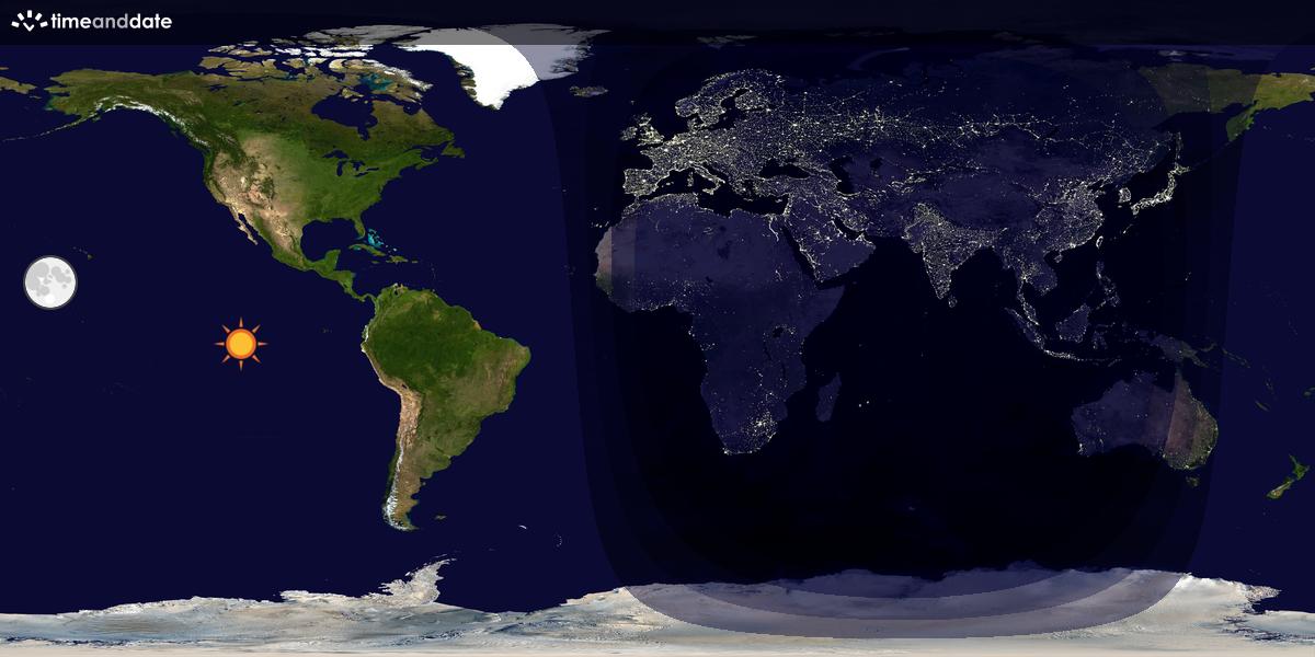 Verdenskart som viser dag og natt 