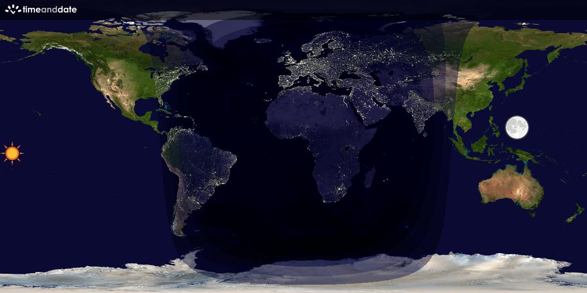 Verdenskart som viser dag og natt 