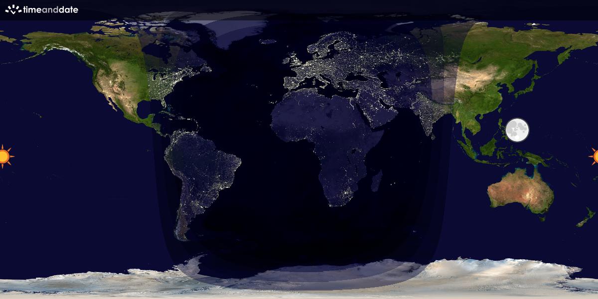 Verdenskart som viser dag og natt 