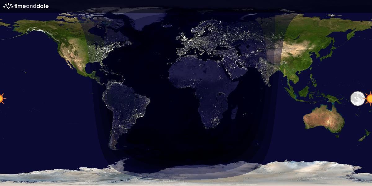 Verdenskart som viser dag og natt 