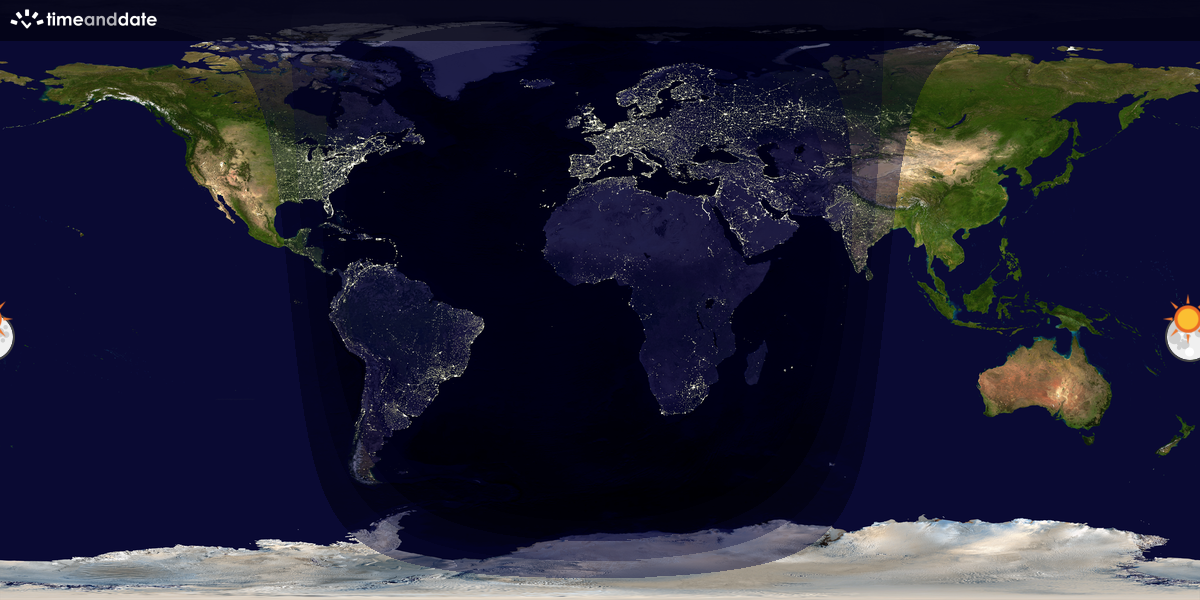 Verdenskart som viser dag og natt 