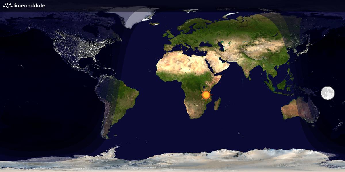 Verdenskart som viser dag og natt 