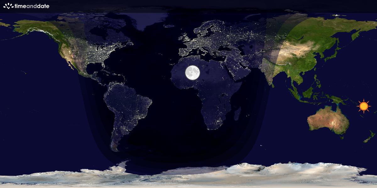 Verdenskart som viser dag og natt 