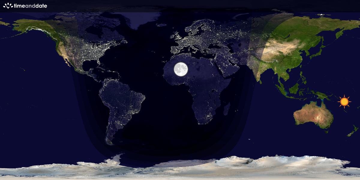 Verdenskart som viser dag og natt 