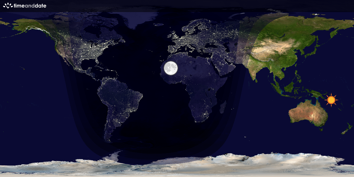 Verdenskart som viser dag og natt 