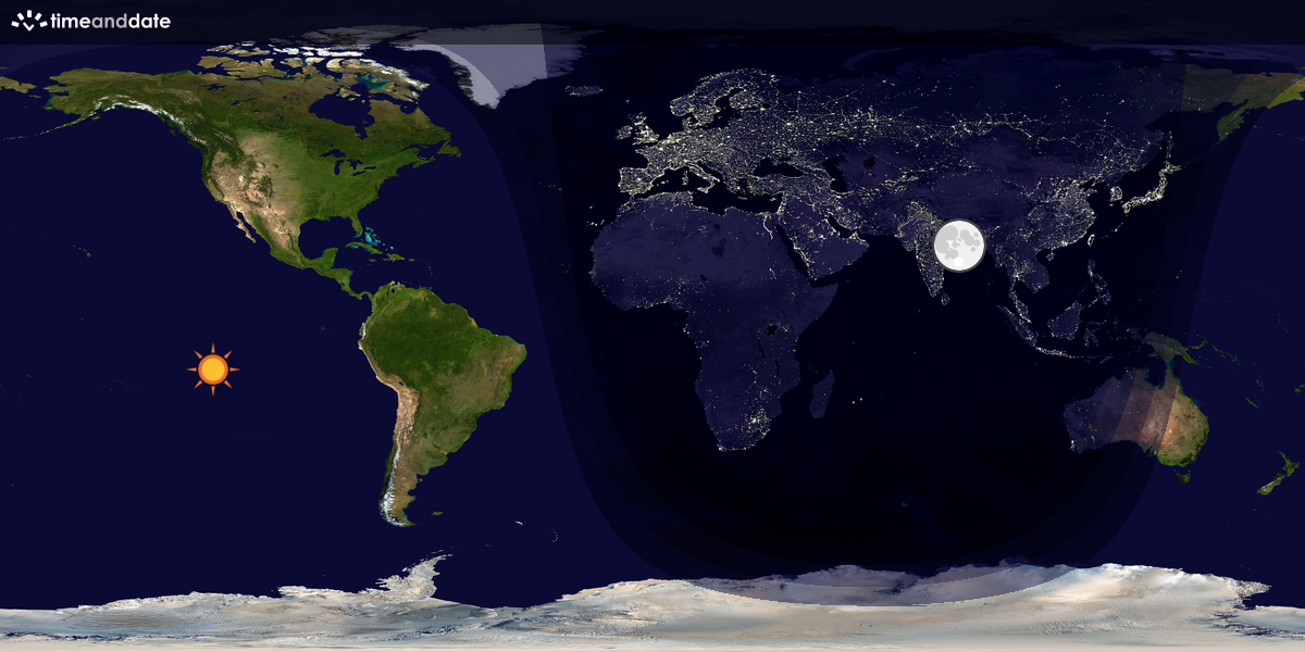 Verdenskart som viser dag og natt 