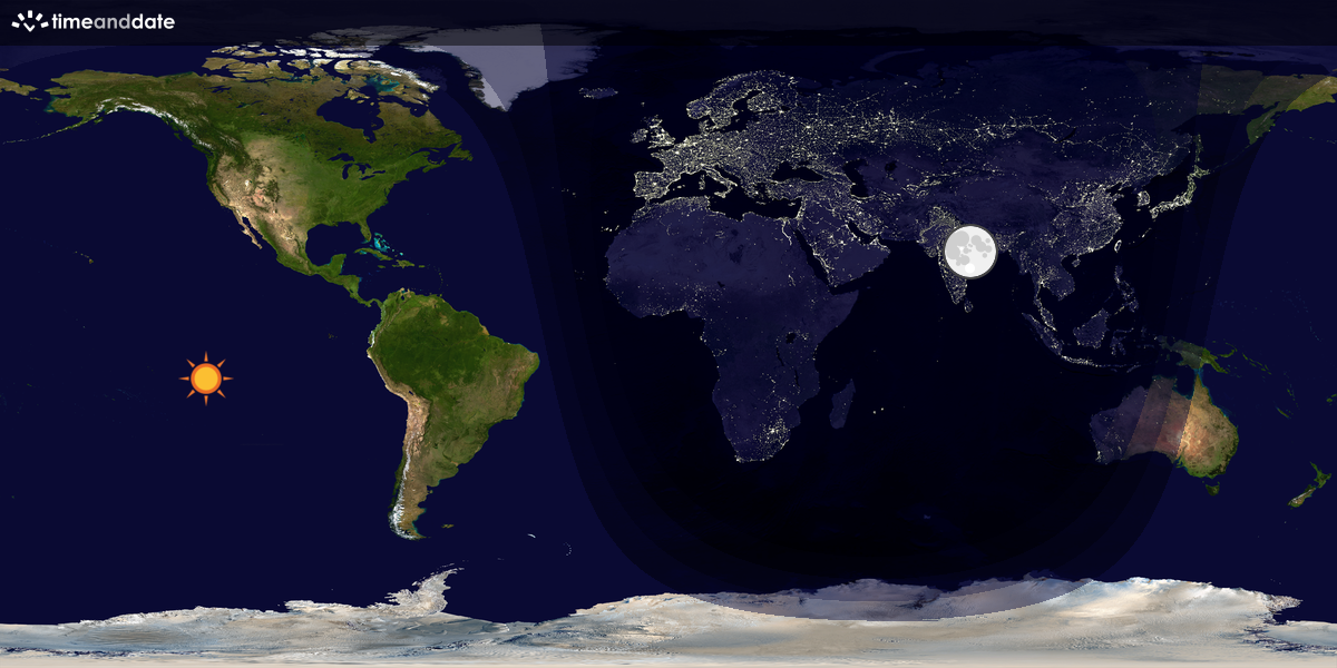 Verdenskart som viser dag og natt 