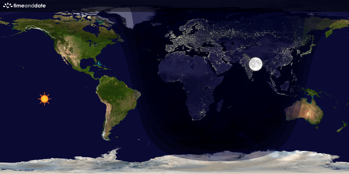 Verdenskart som viser dag og natt 